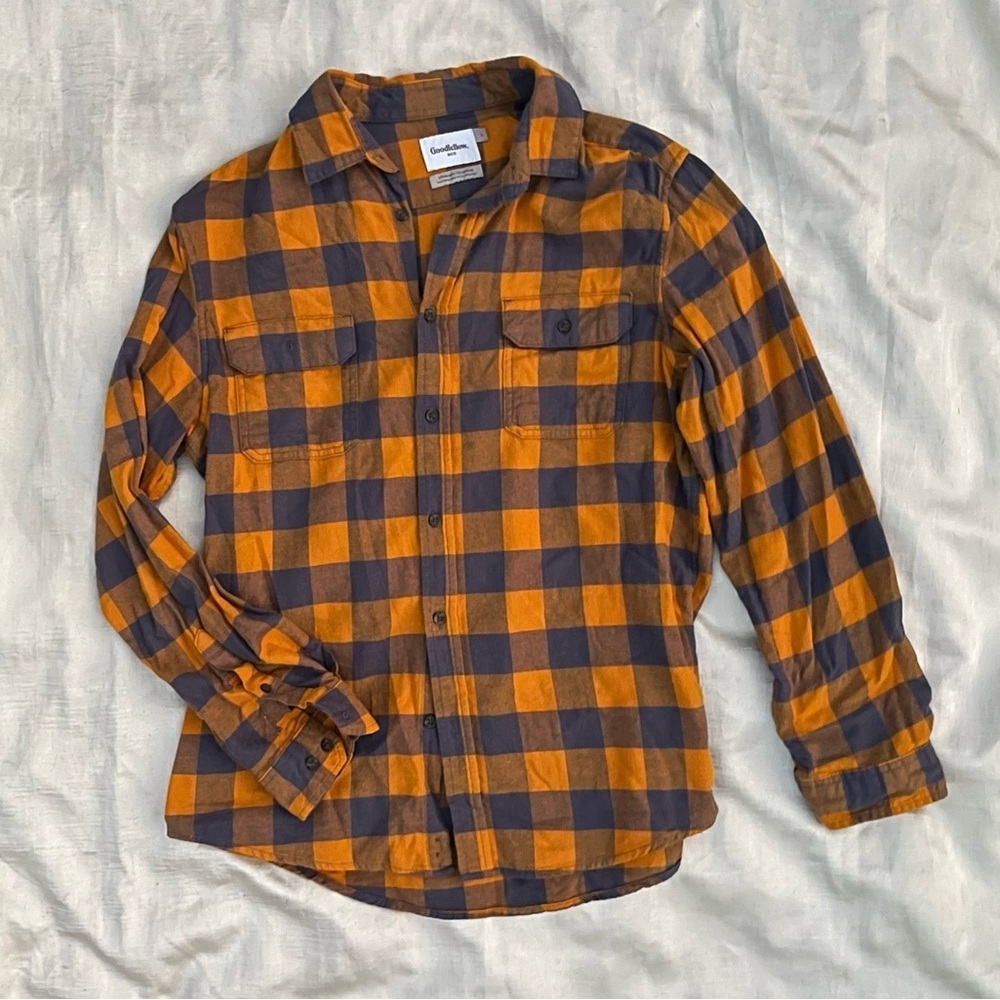 Goodfellow & Co Orange and Black Checkered Shirt